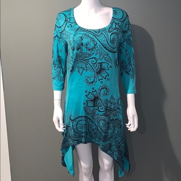 Tops - 🌷INDIA Boutique WOMANS teal blue long tunic SZ.L